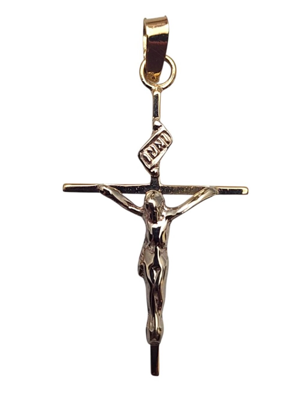 14K Yellow and White Gold Two Tone Crucifix Pendant #25697